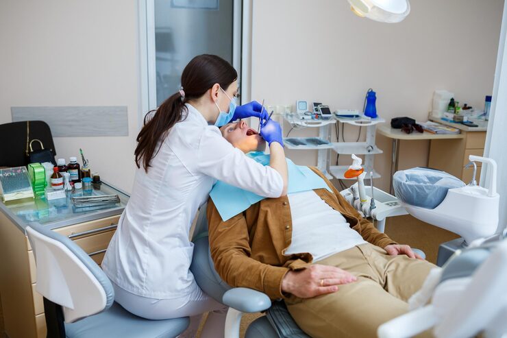 Patient receiving sedation dental care